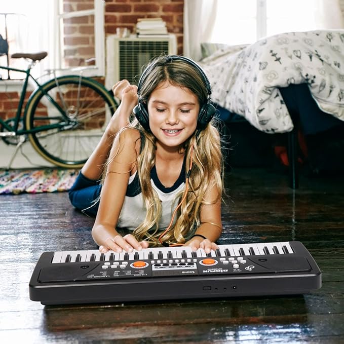 Raimy Piano Keyboard for Kids 49 Keys Portable Keyboard Piano Early Learning Educational Electronic Musical Instrument Toys Gifts for 3 4 5 6 7 8 9 Year Old Boys and Girls (Black)