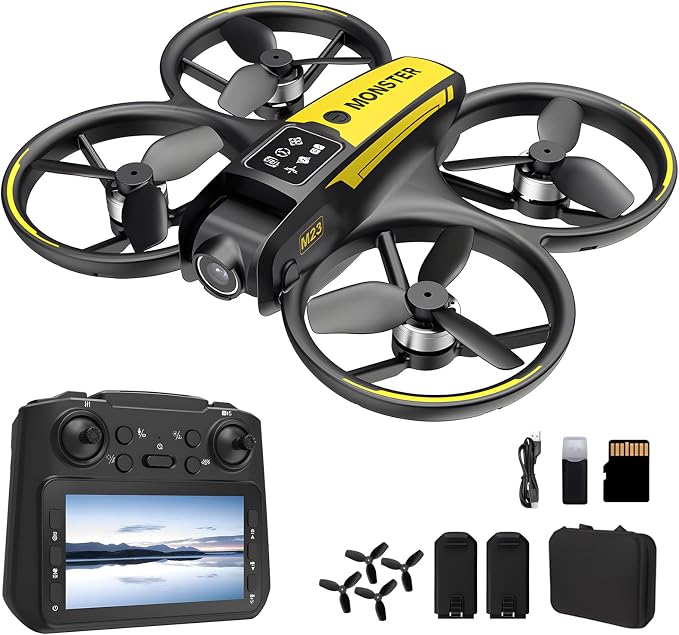 Drone for Kids with Camera and 4.5" Screen Remote – Beginner RC Drone with Brushless Motor, Optical Flow Hover, One-Key Takeoff, 2 Batteries