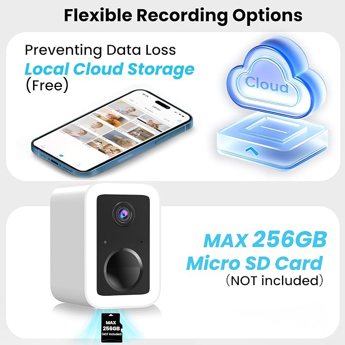 2K Security Cameras Wireless Outdoor, Free Cloud Storage, Integrated Spotlight & Siren, AI Motion Detection, 2-Way Audio, 1-6 Months Battery Life, Cameras for Home Security Support 5GHz WiFi, IP66