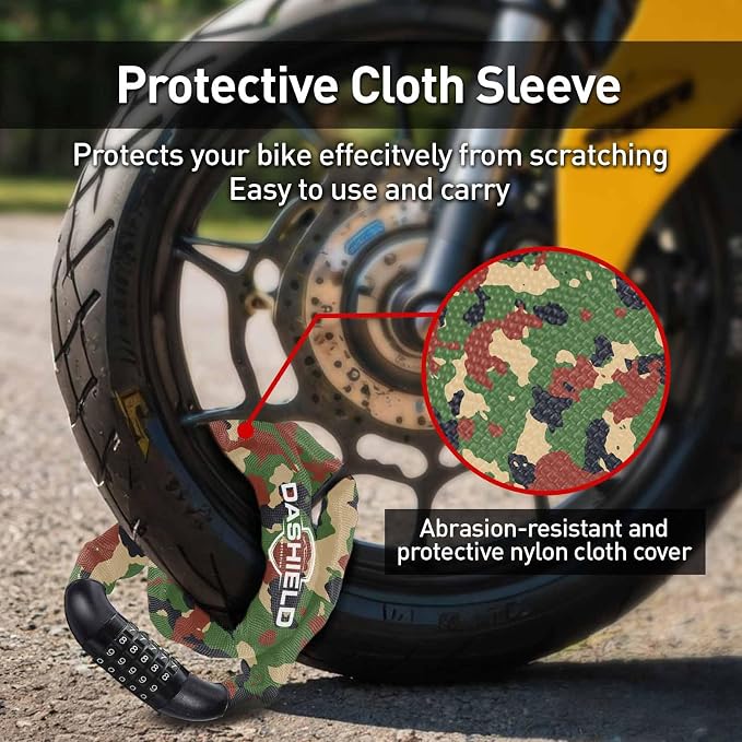 Bike Chain Lock Security 5 Digit Resettable Combination, 51.2 inches Heavy Duty Anti Theft Lock Chain for Bicycle, Motocycle, Scooter, Gate, Fence (Camo, 4.2ft)
