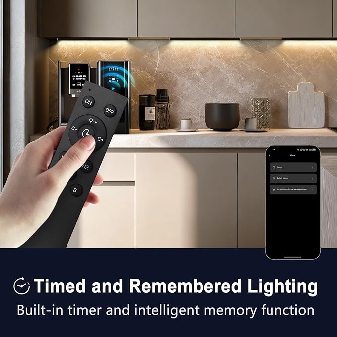 VST Smart Under Cabinet Lighting 6 Bars - UL Listed CRI 93+ Adjustable Strip Lights, Alexa & Google Home Compatible, App/Voice/Hand Wave Control for Kitchen Cabinets & Closets