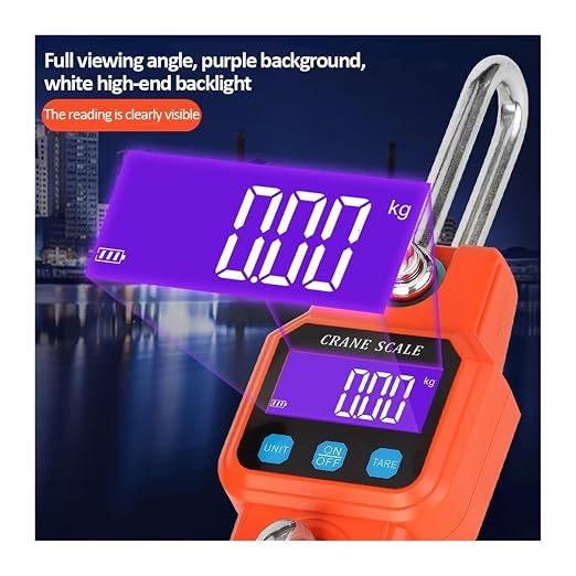 Hanging Scale, 300kg Digital Hanging Scale Rechargeable Portable Heavy Duty Crane Stainless Steel Hook Weight Balance Luggage for Gym,Hunting,Travelling(Orange)