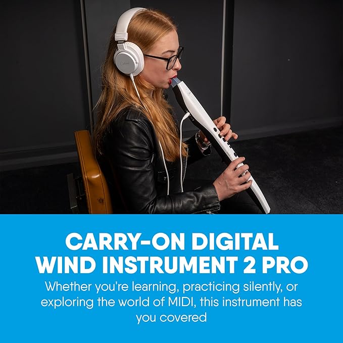 Carry-on Digital Wind Instrument 2 Pro - Lightweight and Rechargeable with 65 Instrument Voices - Built-In Speaker, Intuitive LCD Interface and Bluetooth Connectivity for Performance On-The-Go