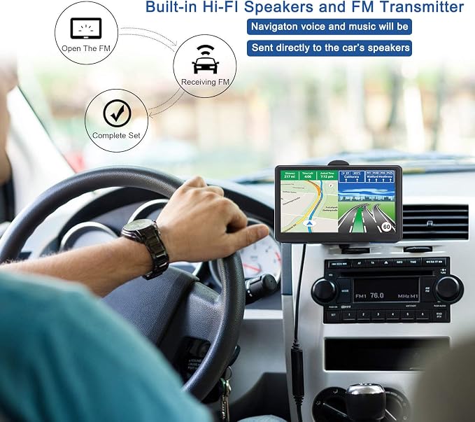 GPS Navigator for Car Truck RV, 7 Inch Touch Screen, Latest 2026 Maps for Car GPS, Support Voice Turn-by-Turn Guidance, Speed and Red Light Warning, Custom Truck Routing