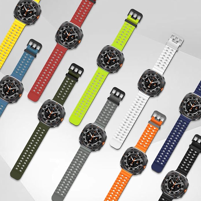 Sport Silicone Bands Compatible for Samsung Galaxy Watch Ultra 47mm (2025/2024), Breathable Wristband Waterproof Replacement Soft Silicone Strap for Men Women