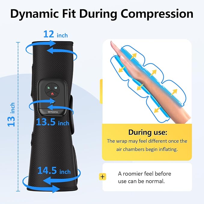Comfytemp Air Compression Hand and Wrist Massager for Circulation and Pain Relief, Birthday Gifts for Men Women, Forearm Compression Sleeve for Carpal Tunnel, Arthritis, FSA Eligible HSA (Length 13")