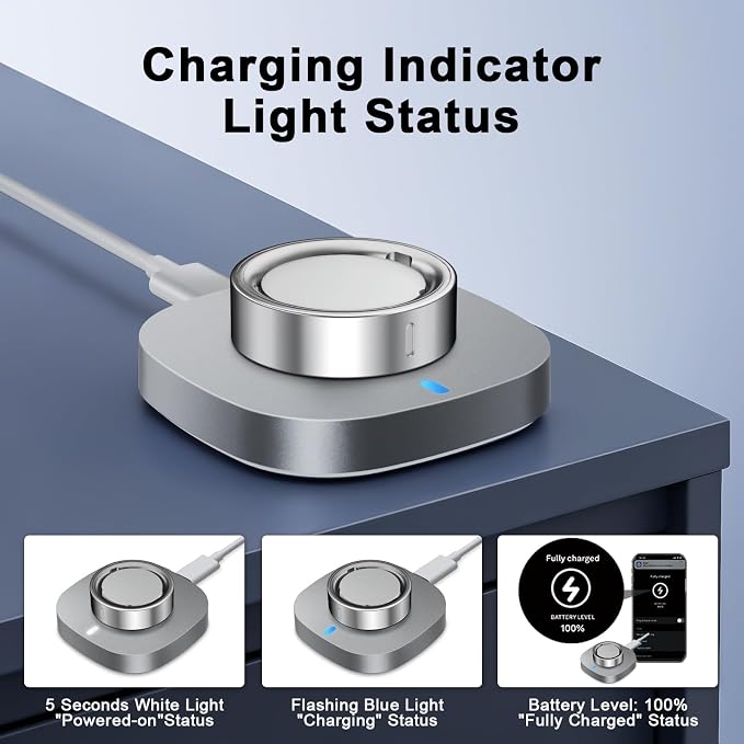 Charger Compatible with Aura-Ring Gen 4 Size 9,Fast Safe Charging Dock and USB-C Cable,Silver Gray