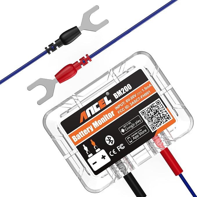 ANCEL VOD700 All System OBD2 Scanner, ANCEL BM200 12V Car Battery Tester, Bluetooth 4.2 Automotive Battery Monitor Auto Battery Load Analyzer for Lithium & Lead-Acid Batteries with Cranking Test