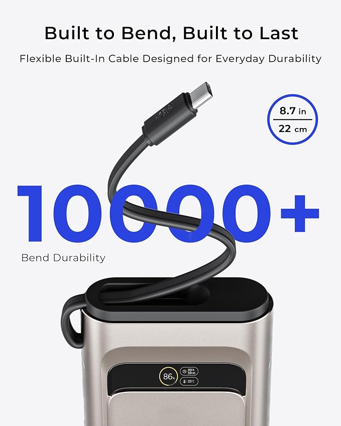 2026 FIFA Licensed 190W 20000mAh Power Bank for Laptop Portable Charger,3-Port USB-C PD Fast Charging Battery Pack with Built-in USB-C Cable for MacBook,Cell Phones,iPhone,iPad,Android,Samsung