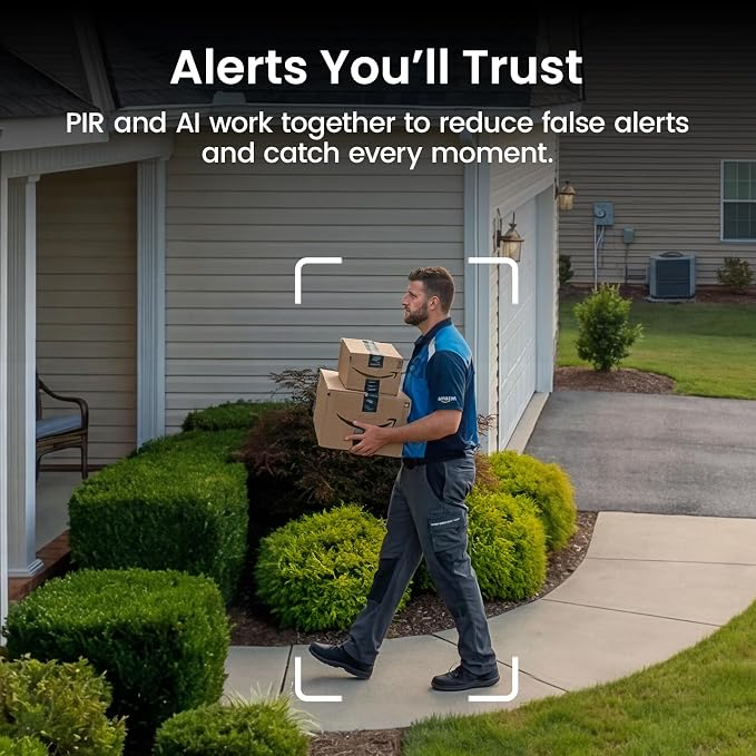 aosu Security Cameras Wireless Outdoor Home System, True 2K HD, Color Night Vision, Long Battery Life, Spotlight & Siren Alarm, Motion Detection, No Subscription Required, 2-Cam-Kit