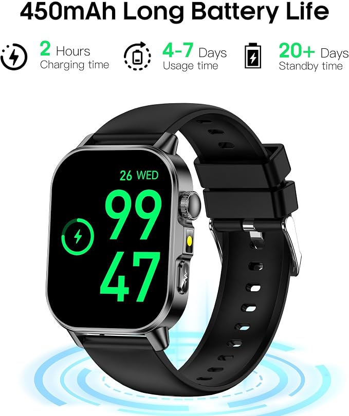 Smart Watch for Men Women, Health Fitness Tracker with 24/7 Heart Rate Blood Oxygen Blood Pressure Sleep Tracking, Bluetooth Calls, 450mAh Battery, IP68 Waterproof Activity Tracker (Pink)