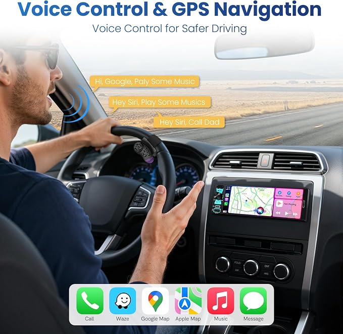 Single Din Car Stereo with Wireless Apple CarPlay & Android Auto, 6.5 Inch InCell Touchscreen Car Radio, Car Stereo with Bluetooth 6.0, 1080P Backup Camera, Mirror Link, AM&FM, Fast Charging, EQ, SWC