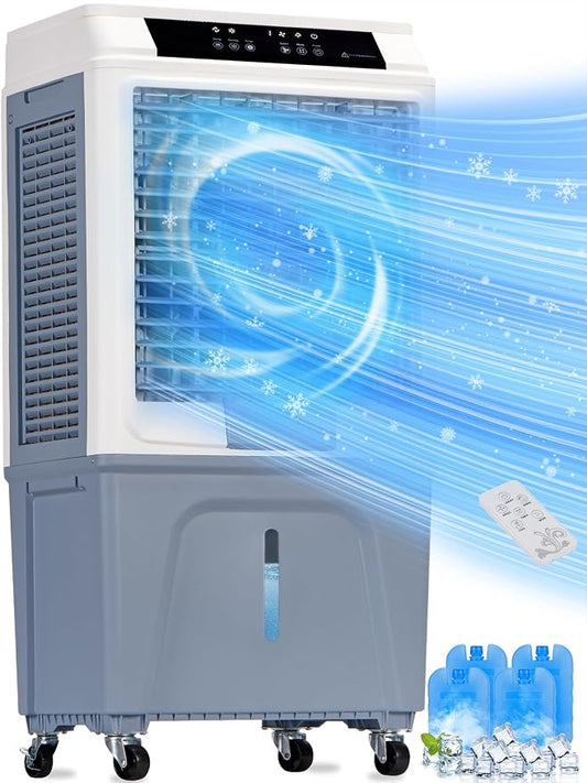 Uthfy Swamp Cooler, 3880CFM Evaporative Air Cooler with 10.6 Gal Water Tank, 120° Oscillation, 12H Timer, Remote, Ultra Quiet Cooling Fan, Outdoor Air Conditioner for Garage Patio Large Room