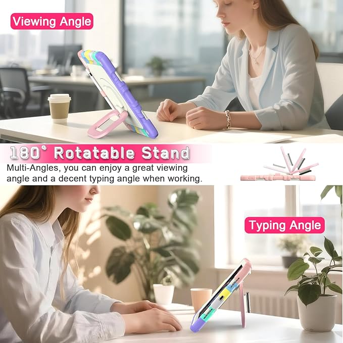 Grifobes for iPad A16 11th/10th Generation Case 2025/2022, for 11 Inch/10.9 Inch iPad Case Cover with Screen Protector, 360°Rotate Stand, Hand & Shoulder Strap, Pencil Holder, Camouflage