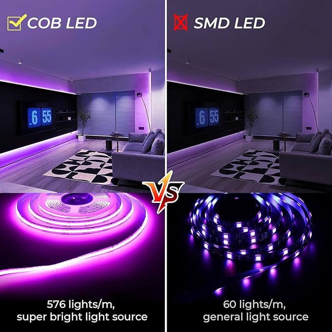 COB Led Strip Light 32.8FT RGB Color Changing, 10mm Width 24V5A Flexible Led Tape Light WiFi/Bluetooth Connect, APP/Remote Control, Music Sync for TV Led Backlight, Bedroom Home Decor