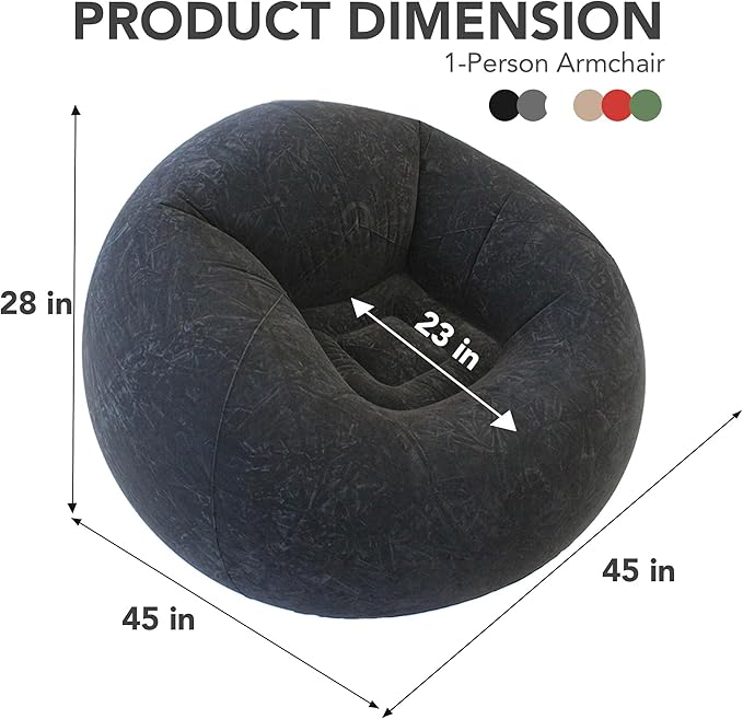 Inflatable Bean Bag Chair with EJAEE 130W Electric Air Pump Bundle - Fast Inflation & Portable Lounge Chair