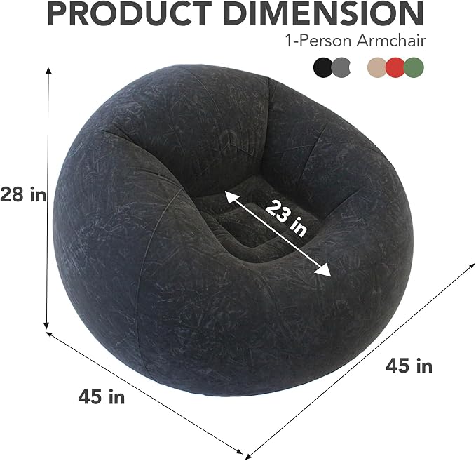 Inflatable Bean Bag Chair with EJAEE 130W Electric Air Pump Bundle - Fast Inflation & Portable Lounge Chair