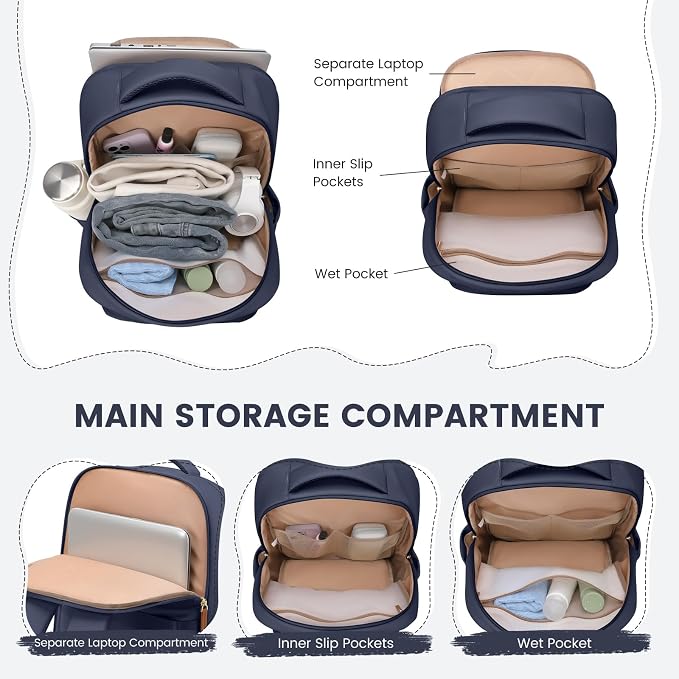 GOLF SUPAGS Lunch Backpack 16 Inch Laptop Backpack with Insulated Cooler Lunch Box Food Bag for College Work Camping Picnics (Navy Blue)
