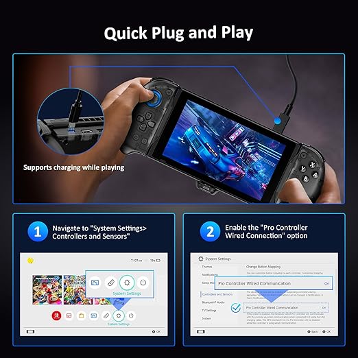 NexiGo Hall Effect Gripcon with Kickstand and HDMI Out for TV Docking, Hall Sensing Joystick for Switch/Switch OLED, Handheld Mode, 4K/1080P Supported HDMI and USB 3.0 Port, Black