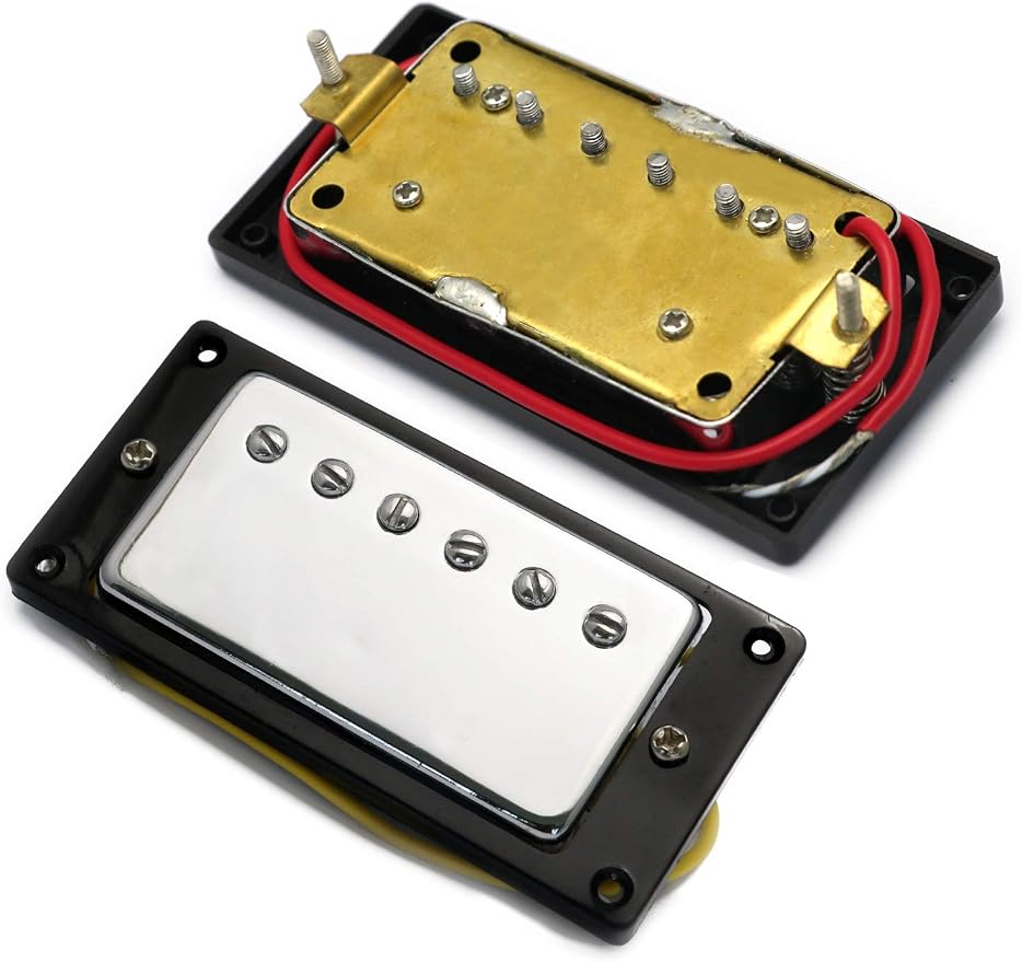 Humbucker Double Coil Pickups Neck and Bridge Compatible with LP Style Electric Guitar for Guitar Parts Replacement Set of 2Pcs Chrome.