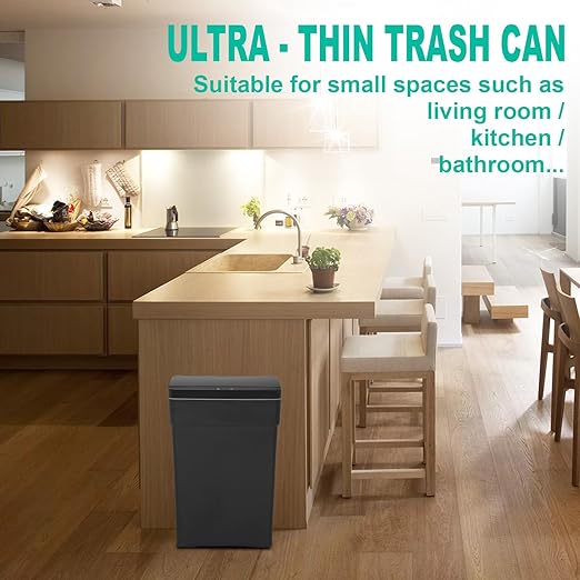 BestOffice 13 Gallon Trash Can Automatic Kitchen Trash Can Touch Free High-Capacity Garbage Can with Lid for Bedroom Bathroom Home Office 50 Liter (Black, 1) (4, Black)
