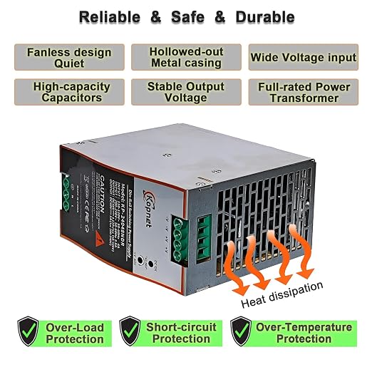 240W 48V Din Rail Mount Power Supply 48V Output AC-DC Industrial Power Adapter 100~240V AC Input Din-Rail Switching Power Supply with Over Load/Temperature Short Circuit Protection