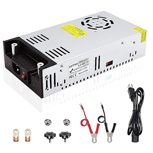 24V 25A 600W AC to DC Converter 110V/120V to 24V Power Supply Transformer LED Driver Smart Cooling Fan Designed for LED Strip CCTV and Car Devices (DC24V, 24V-25A-600W)