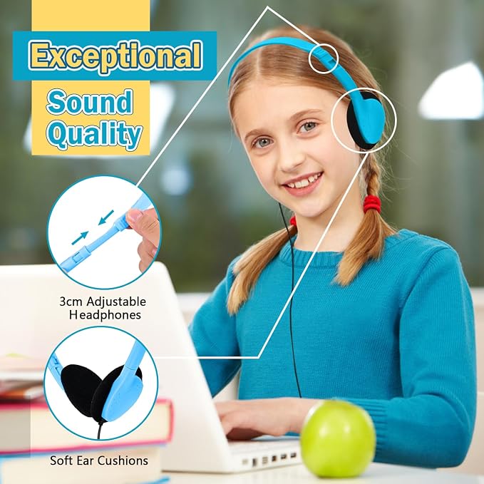 Classroom Headphones Bulk 50 Pack Class Set for School Students Kids and Adult -Sturdy Wired 3.5mm Plug (Mixed, 50 Pack)