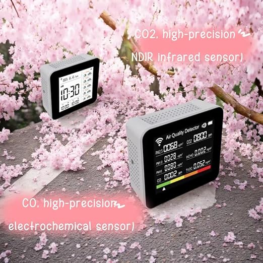 20-in-1 Smart WiFi Air Quality Monitor CO2 TVOC HCHO PM2.5 PM10 & Weather Stations Wireless Indoor Outdoor Thermometer with 5 sensors ，Air Quality Tester for Bedroom, Smart Home, Phone APP.