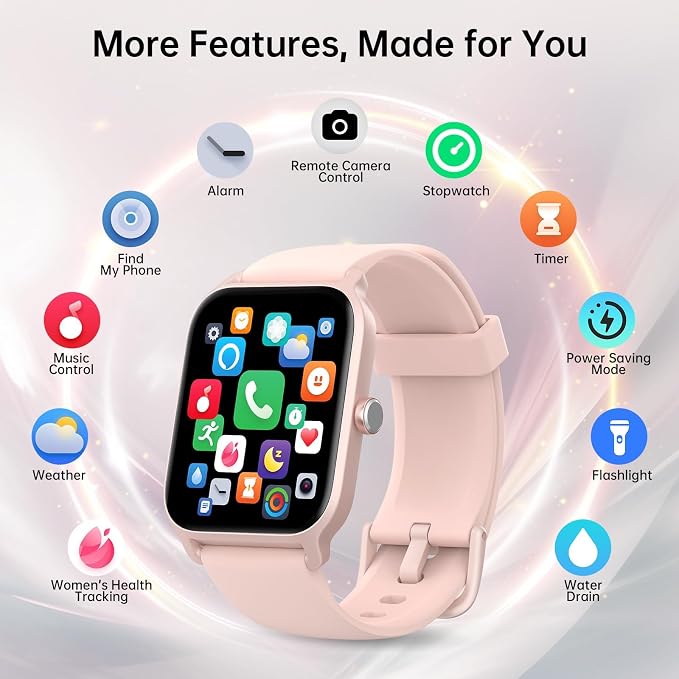 Tensky Smart Watch for Women/Men, 1.85'' HD Activity Smartwatch for iPhone/Android, 100+ Sport Modes Fitness Tracker (Answer/Make Call), Alexa Built-in, Sleep/Heart Rate/SpO2 Monitor/2ATM Waterproof
