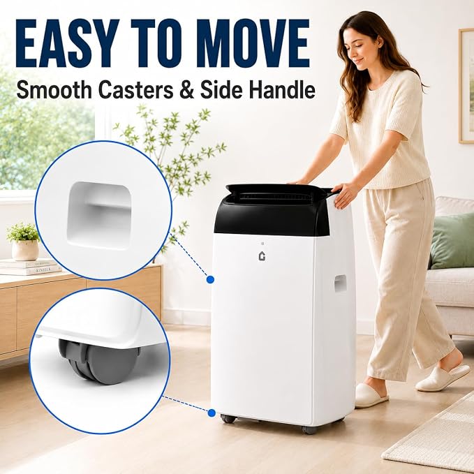 14000 BTU Portable Air Conditioners, 3-in-1 Portable AC Unit with Cooling, Dehumidifier, Fan, 24-Hour Timer & Energy Efficient, Remote Control, Window Kit, Cools Rooms Up to 750 Sq.Ft