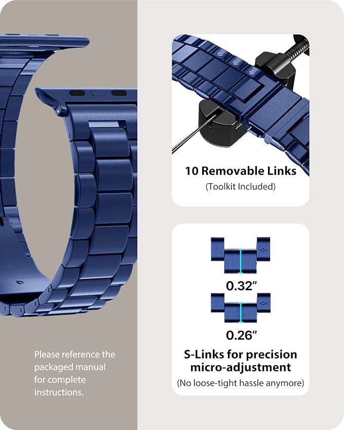 Fullmosa Metal Band Compatible with Apple Watch Bands 41mm 40mm 38mm, iWatch Band with Case for Apple Watch Series 9 8 7 6 5 4 3 2 1 SE3/2/1, Blue