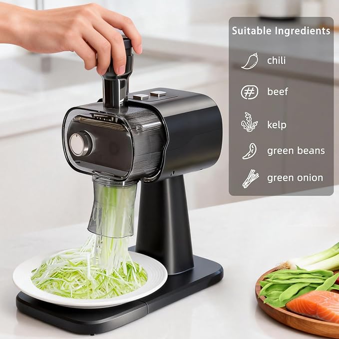 Electric Green Onion Grater, Commercial Spring Onion Cutter, Home Kitchen Shallot Julienne, Stainless Steel Blade Scallion Shredder, Suitable for Chili, Meat, Fish, Green Bean, 3mm