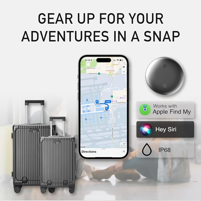 4-Pack Air Tracker Tags: [Apple MFi Certified] Works with Apple Find My (iOS Only) for Worldwide Tracking, Bluetooth Locator with Replaceable Battery for Keys, Pets, Cars, Luggage, Backpacks