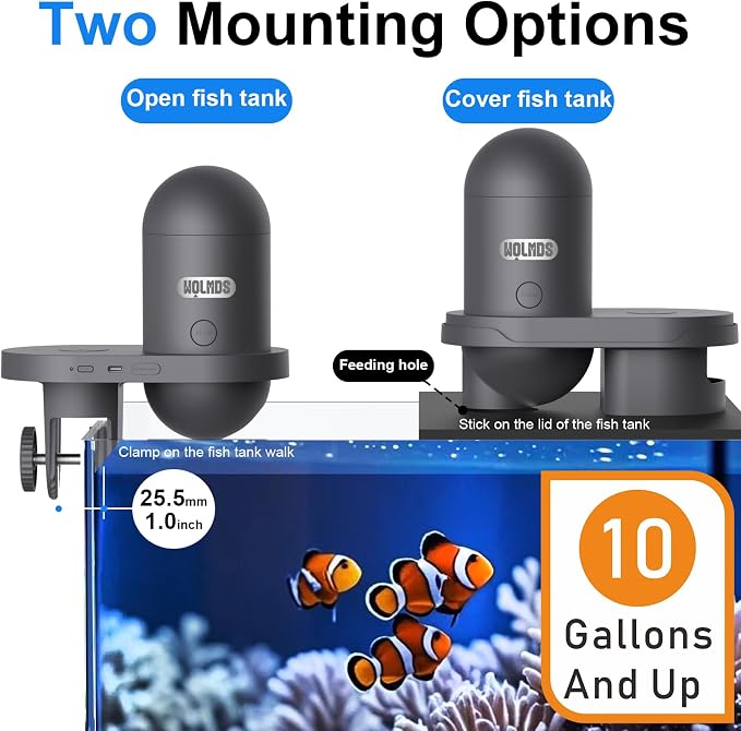 WiFi Automatic Fish Feeder with 2.5K Camera, 2.4/5G Smart App Remote Contro & Vacation Timer, 0.2g Precision Aquatic Pet Feeder, 230ML Moisture-Proof Fish Food Dispenser for 10+ Gallon Tank