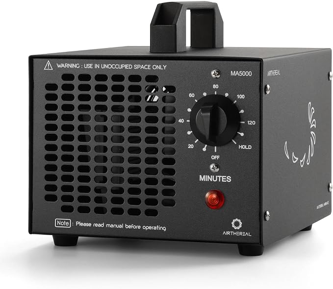 Airthereal MA5000 Commercial Ozone Generator, High Capacity Ozone Machine Odor Removal - Home Air Ionizers O3 Deodorizer for Rooms, Smoke, Cars and Pets, Eliminate Odors up to 2000sq.ft., Black