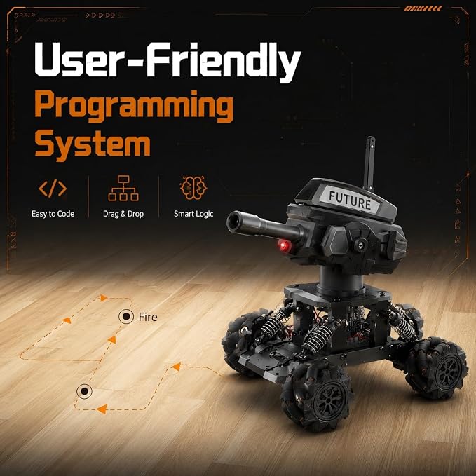 VANLINNY Robot Kits,360° Drifting RC Tank Toy,Science Projects for Ages 13+, STEM Educational Kit for Beginner,10 mph Fast DIY Remote Control Car,Programmable/Rechargeable, for Birthday.