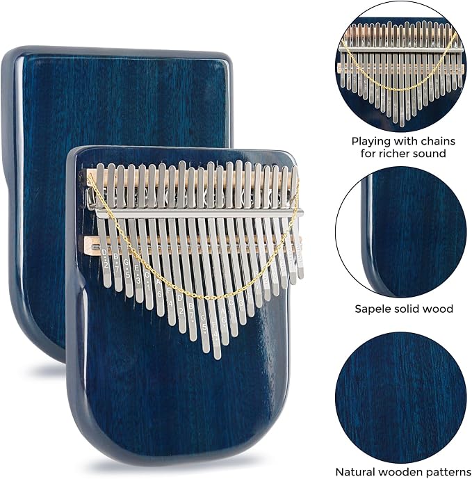EASTROCK Karimba Thumb Piano 21 key Sapele solid wood Flat-board Portable Mbira Finger Piano with Study Instruction and Tune Hammer Wood Kalimba Gift for Adults Beginners Professiona