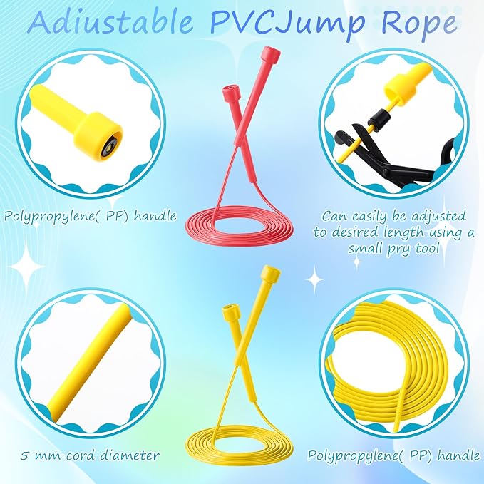 Silipull 72/144 Pcs PVC Jump Ropes Bulk Fitness 9.2 ft Adjustable Skipping Rope Versatile Speed Rope with Plastic Handles for Women Men Endurance Training Cardio Exercise Workout Outdoor