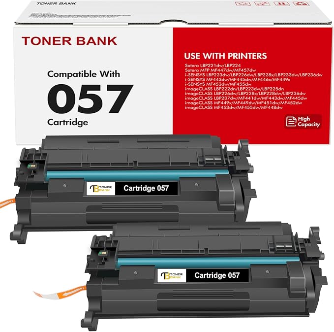 057 Toner Cartridge Black 2-Pack Replacement for Canon 057 057H CRG-057 MF445dw MF455dw Toner Cartridge for ImageCLASS MF445dw MF448dw LBP226dw LBP227dw LBP228dw MF449dw MF445 MF440 MF450 Printer Ink