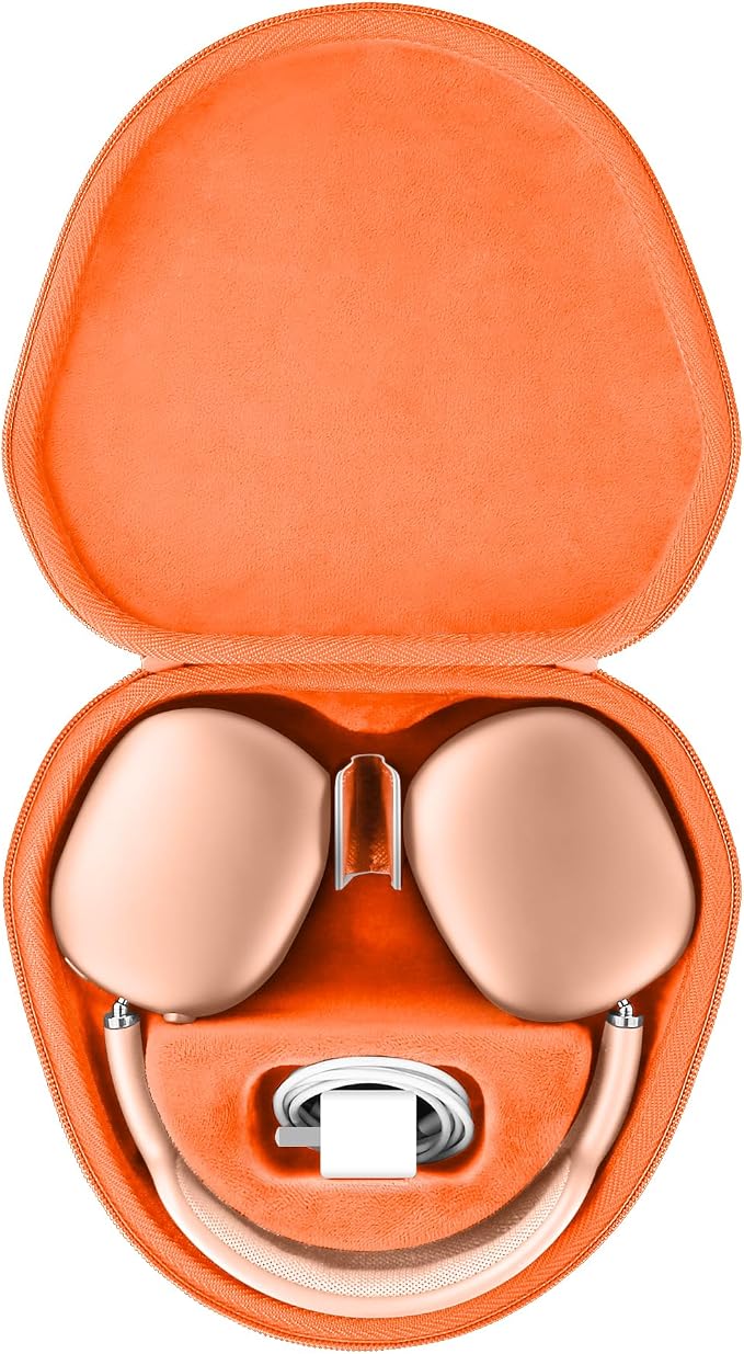 co2CREA Hard Case with Sleep Mode Replacement for Apple AirPods Max 2 / AirPods Max Wireless Over-Ear Headphones (Tangerine Case)