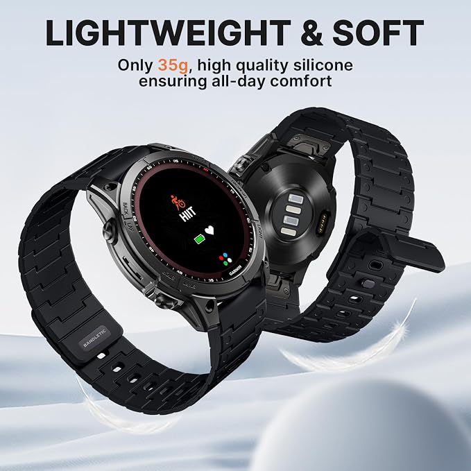 Bandletic Compatible with Garmin Fenix 8 51mm 7X 6X 5X Watch Band - 26mm Quick Fit Magnetic Silicone Bands Replacement for Fenix 7X 6X Pro/5X Plus/3 HR/Instinct 2X Solar 3 50mm/Enduro/Tactix/Epix Pro2