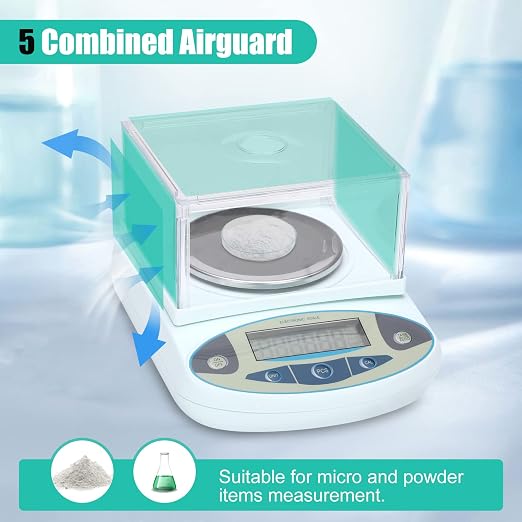 Lab Scale 3000gx0.01g,0.01g Accuracy High Precision 13 Unit Digital Analytical Balance, Electronic Laboratory Precision Gram Scale,Digital Scale with Windshield(with 500g Calibration Weight)