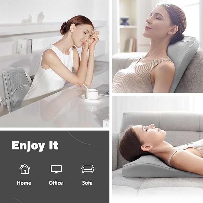 Boriwat Neck and Shoulder Massager with Heat, Shiatsu Massage Pillow with 3D Deep Tissue Kneading for Back Legs Foot Body Pain Relief,at Home Office Car, for Mom & Dad