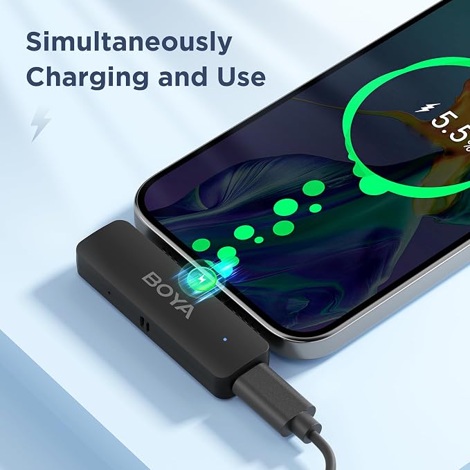 BOYA BY-V4U Wireless Lavalier Microphone for iPhone 15/16/17 & Type C, 4-Channel Lapel Mic with Charging Case, Plug & Play, Noise Cancelling, 18H Playback, for Video Content Creator