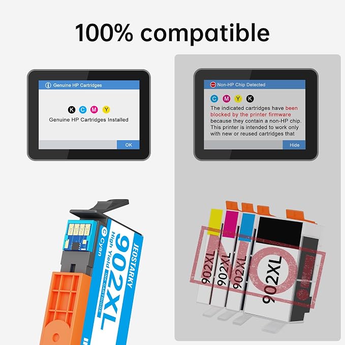 902XL Ink Cartridge for HP Printer Replacement for HP 902XL Ink Cartridge Combo Pack Compatible for HP Officejet Pro 6978 6968 6970 6960 6971 6974 6975 6976 6979 6965 6977 Printer (4 Pack)