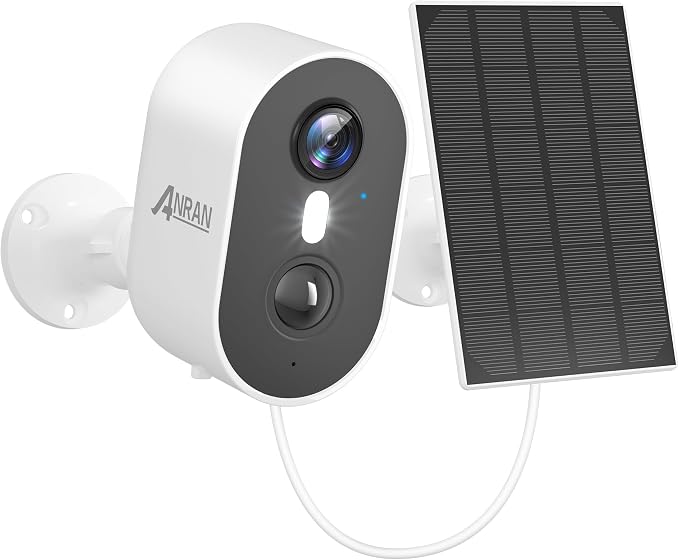 ANRAN 3MP Solar Security Cameras Wireless Outdoor for Home Security, 2K Color Night Vision WiFi Surveillance Home Camera with Solar Panel, Spotlight, PIR Detection, 2-Way Talk, Compatible with Alexa
