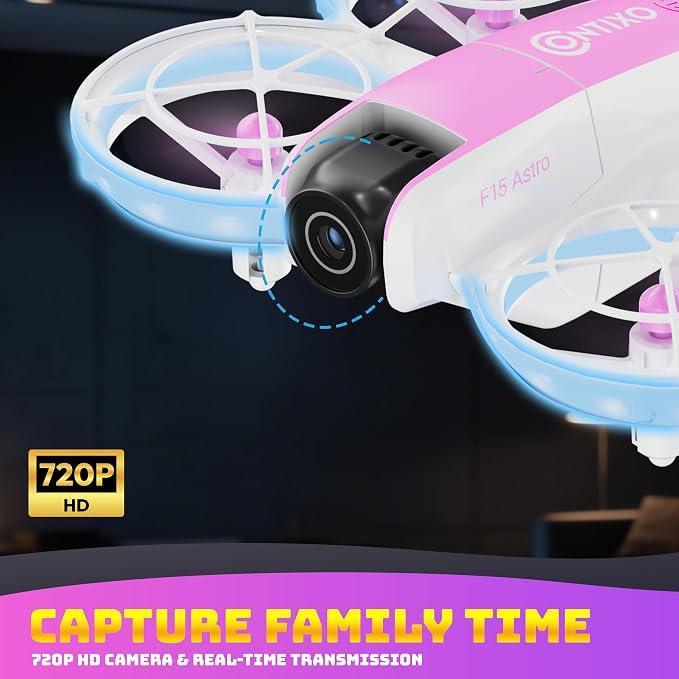 Contixo F15 Astro Mini Drone with 2.4" Screen Remote – 720P HD Dual Camera, Live Video Display, Optical Flow Hover, One-Key Takeoff/Landing, 360° Stunts, 2 Batteries, Beginner Drone for Kids & Adults