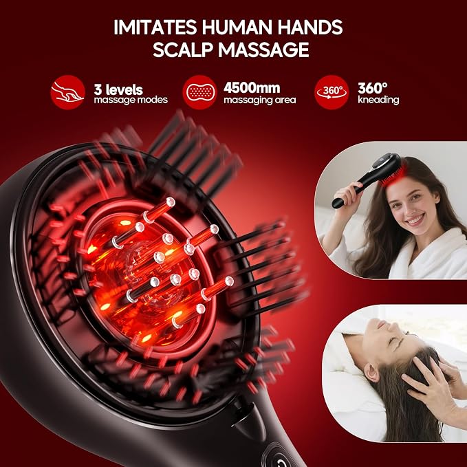 Morfone Upgrade 3 in 1 Electric Scalp Massager Brushes, Hair Oil Applicator, IPX7 Waterproof Scalp Massager Comb, Cordless & Portable Adjustable Modes for Men Women