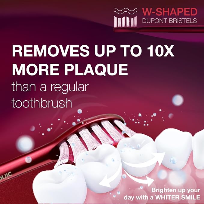 Wagner Stern WHITEN+ Electric Toothbrush, 48,000 VPM, Pressure Sensor, 5 Modes, 8 Brush Heads, Travel Case